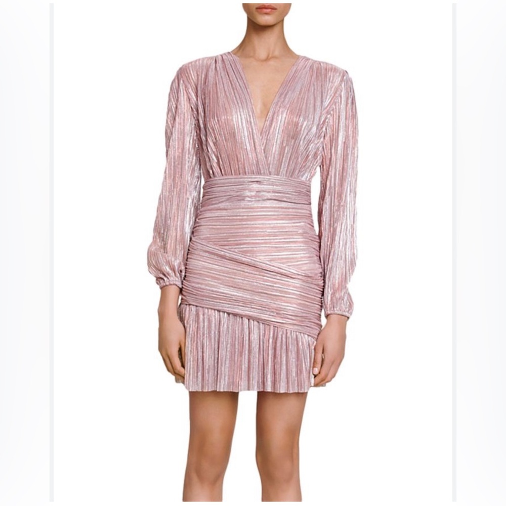 Maje Crossover Shimmer Mini Dress Size 36 Nwt